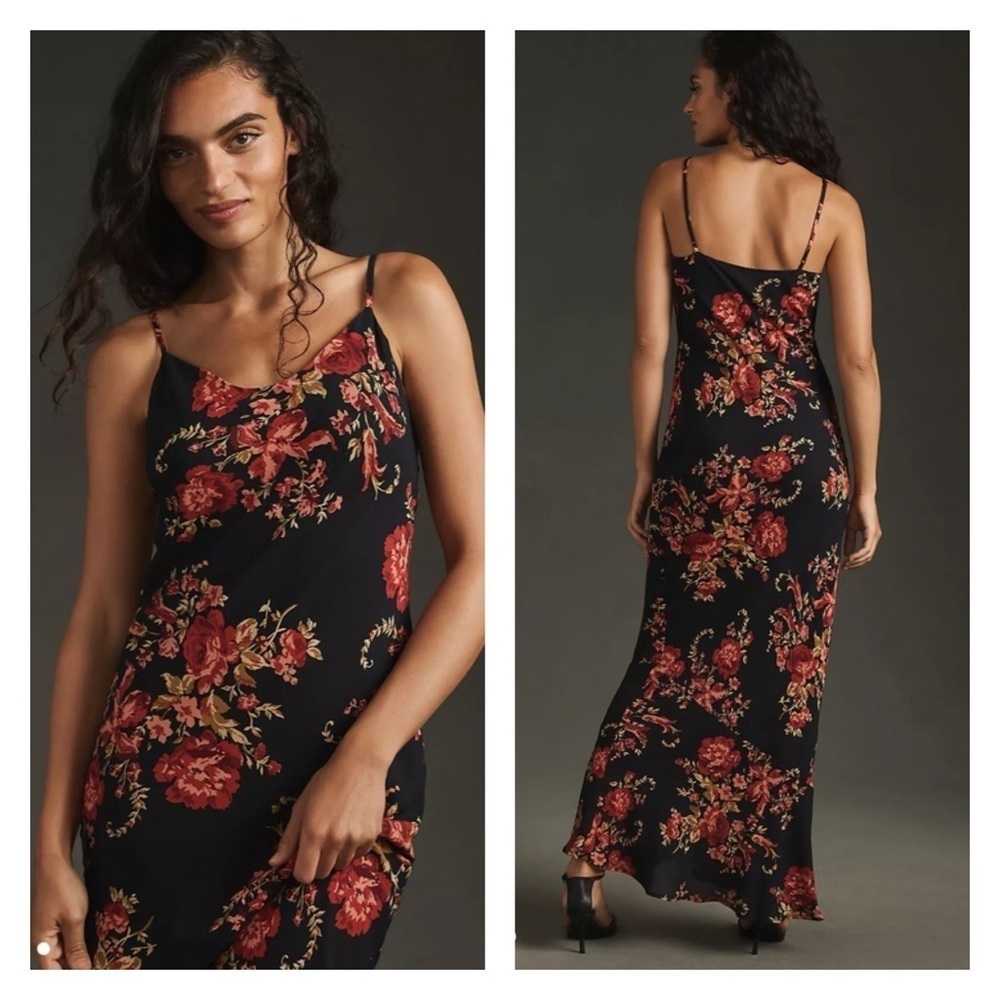 NWT Reformation Parma Black Red Floral Sleeveless Maxi Slip Dress Size M - Picture 8 of 13
